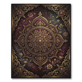 Ornate Golden Floral Deep Burgundy Medallion Rug