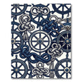 Nautical Navy Helm and Rope Accents Rug