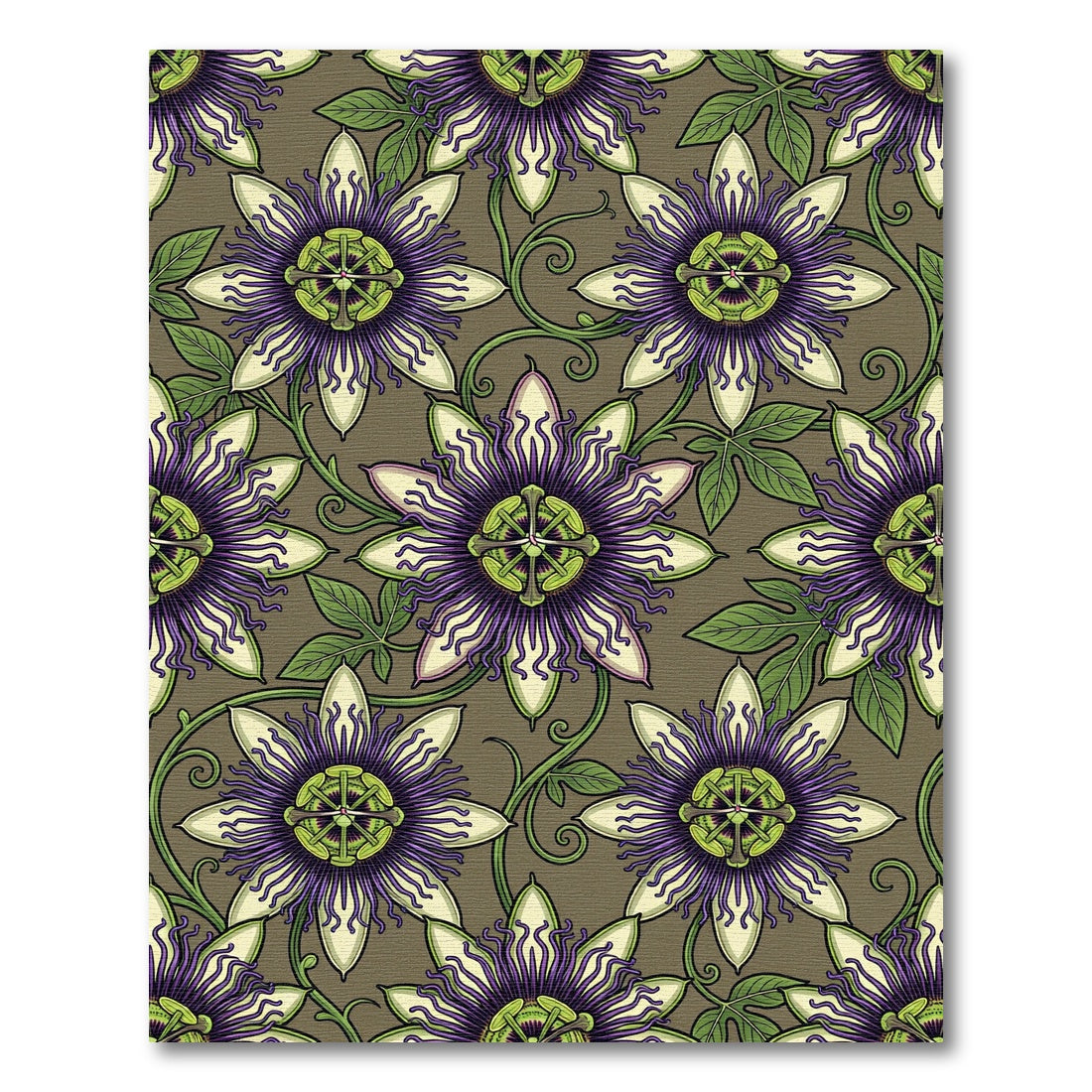 Purple Passionflower Green Leaf Harmony Rug