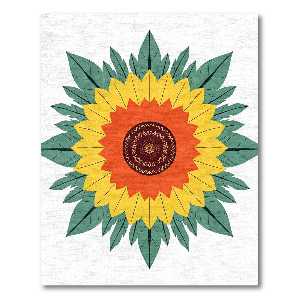 Vibrant Yellow Orange Sunflower Mandala Rug