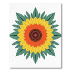 Vibrant Yellow Orange Sunflower Mandala Rug