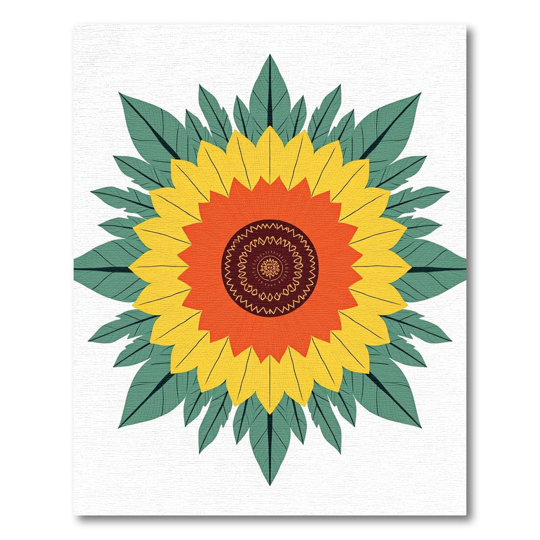 Vibrant Yellow Orange Sunflower Mandala Rug