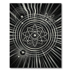 Atomic Orbit Black White Sunburst Rug