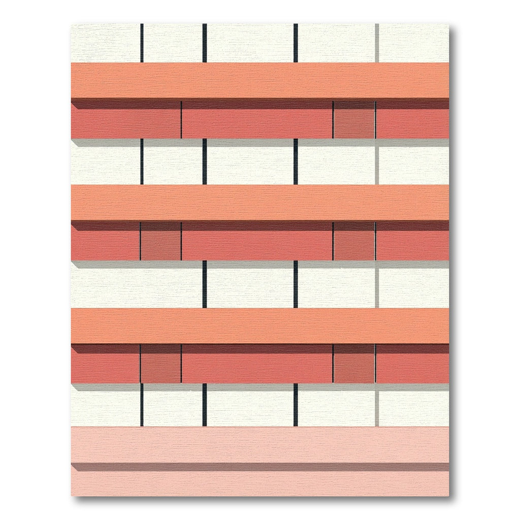 Terracotta Coral Brickwork stripes Rug