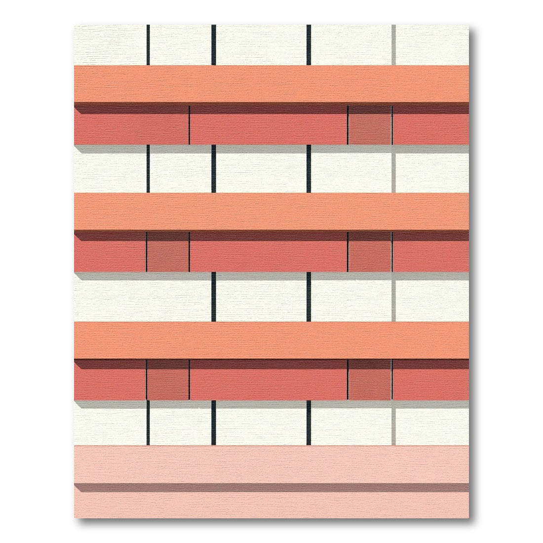 Terracotta Coral Brickwork stripes Rug