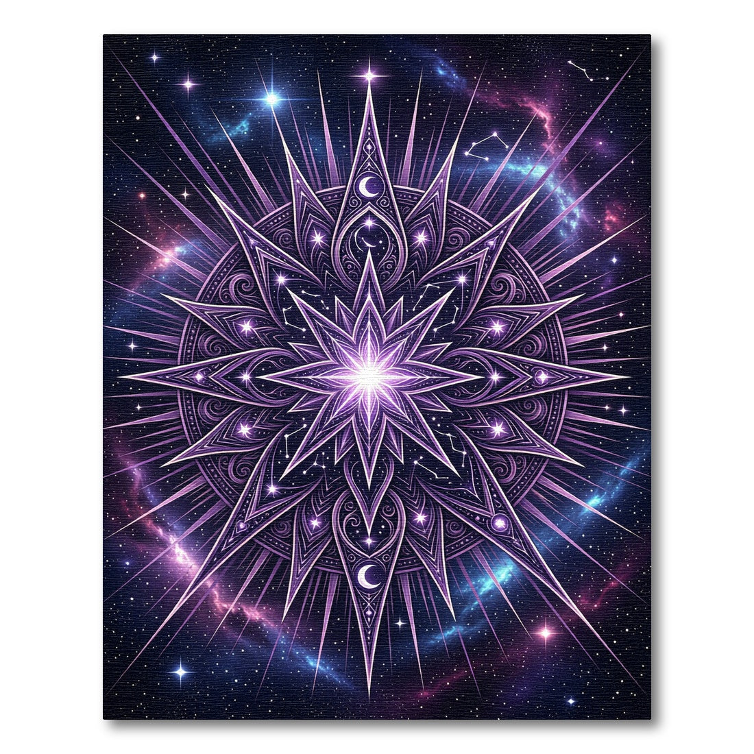 Celestial Purple Radiant Star Mandala Rug