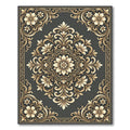 Golden Floral Damask Scrollwork Rug