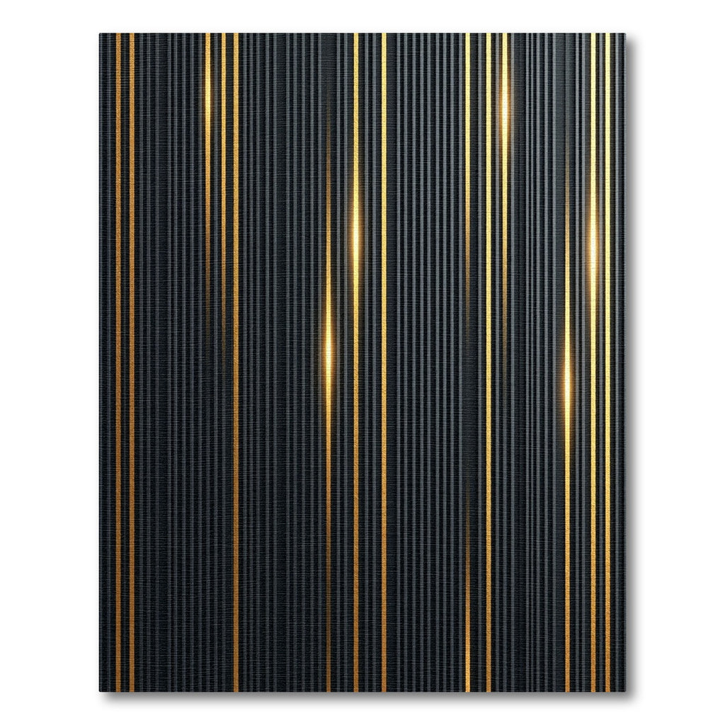 Modern Black Gold Vertical Stripe Rug