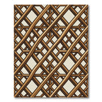 Earthy Brown Geometric Lattice Grid Rug
