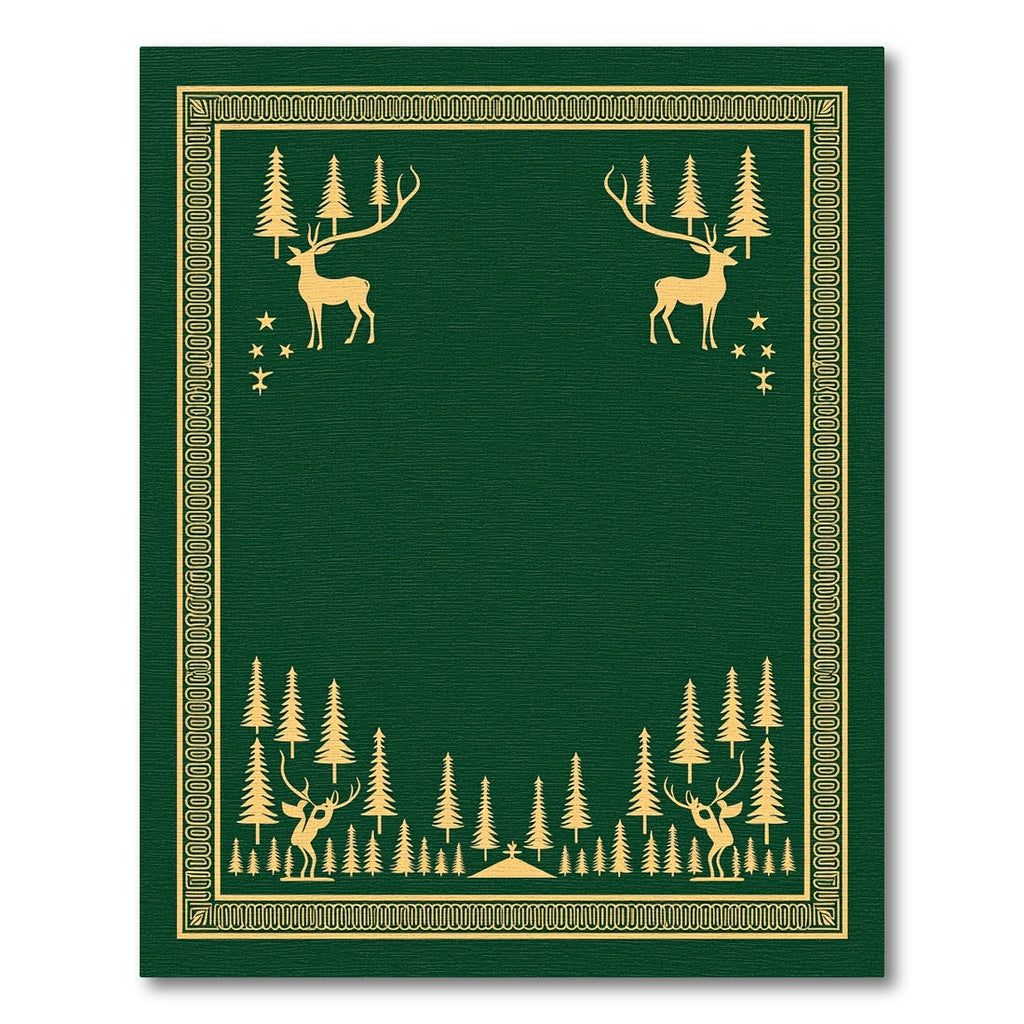 Golden Forest Deer Scenes Frame Rug