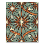 Mid-Century Retro Starburst Sage Area Rug