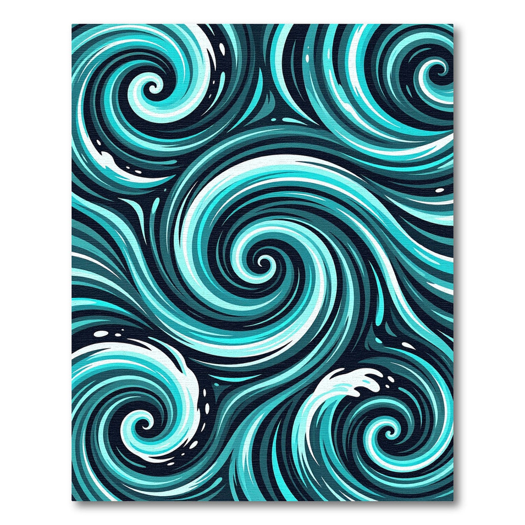 Abstract Cyan Swirl Ocean Wave Art Rug