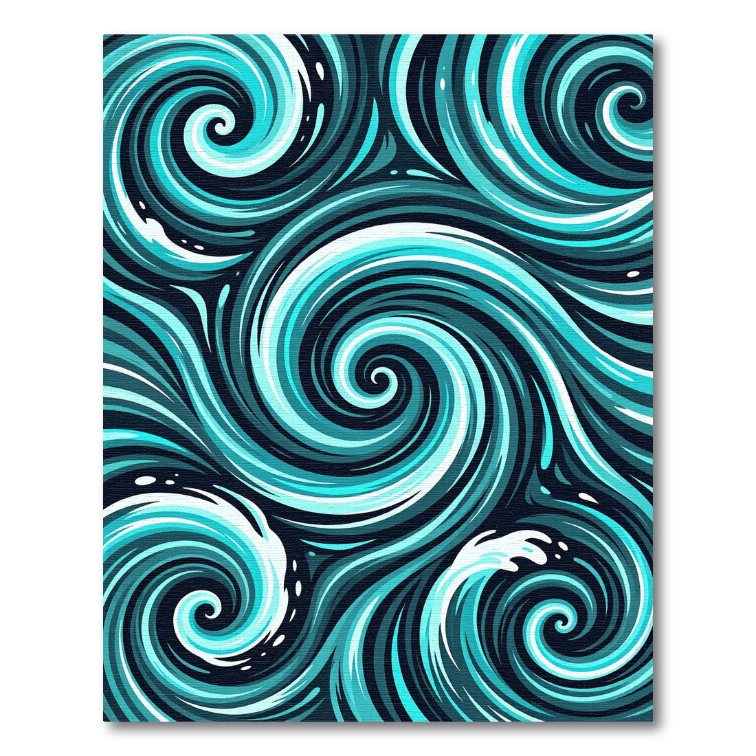 Abstract Cyan Swirl Ocean Wave Art Rug