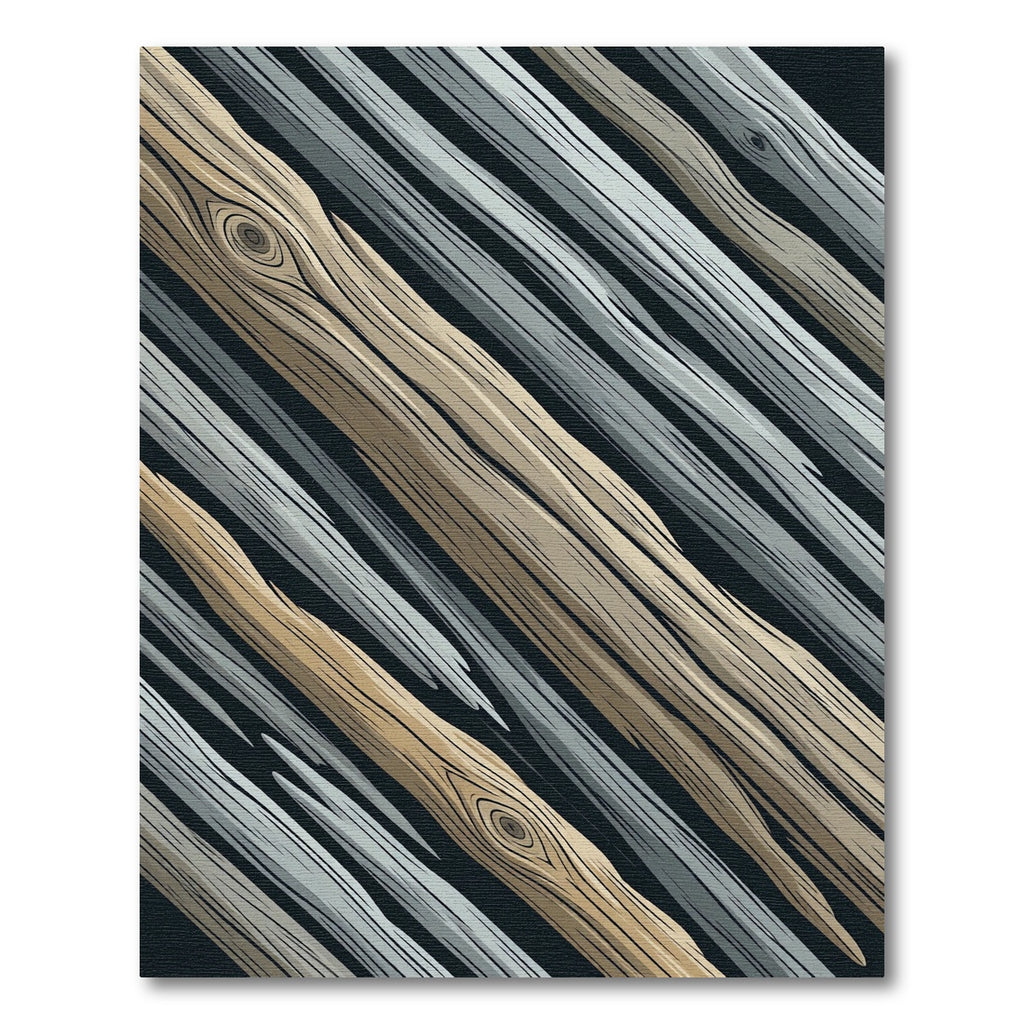 Earthy Driftwood Tonal Slanted Plank Rug
