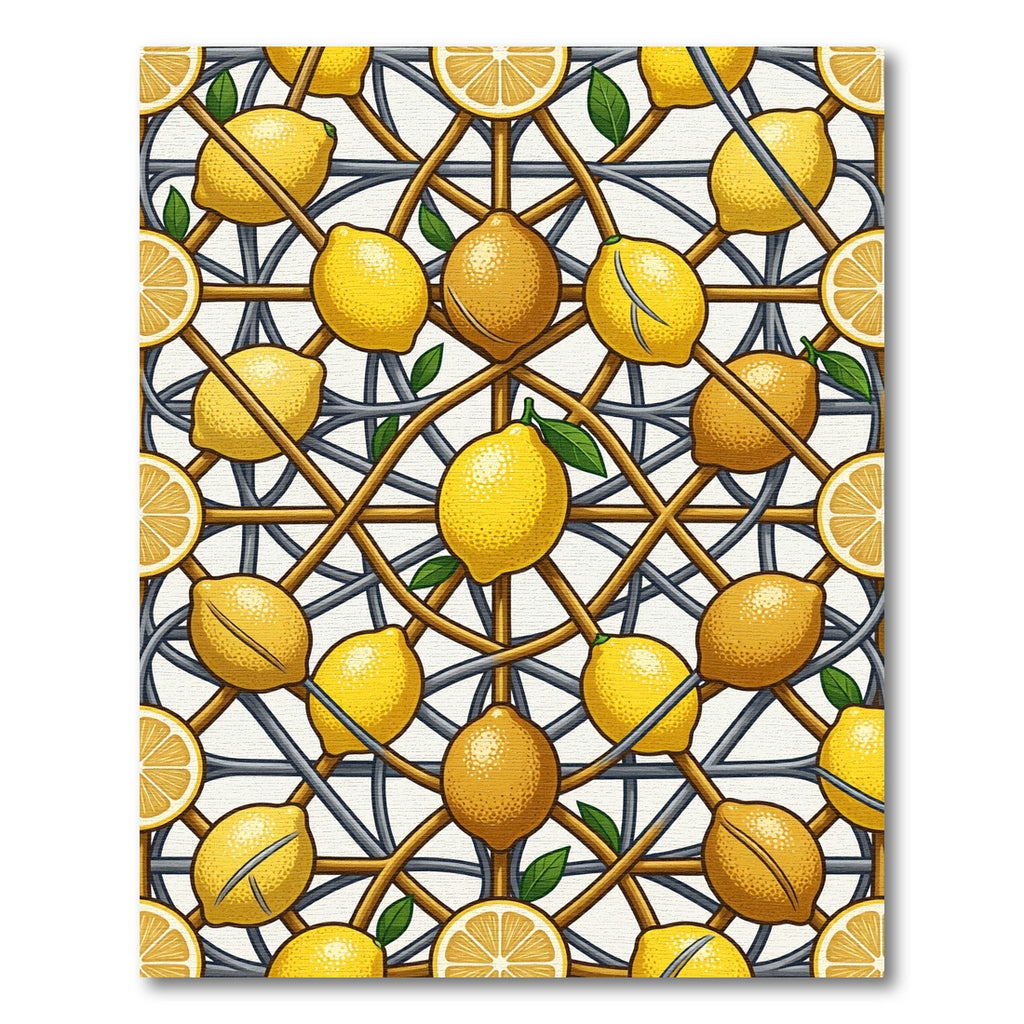Sunny Lemon Lattice Geometric Trellis Rug