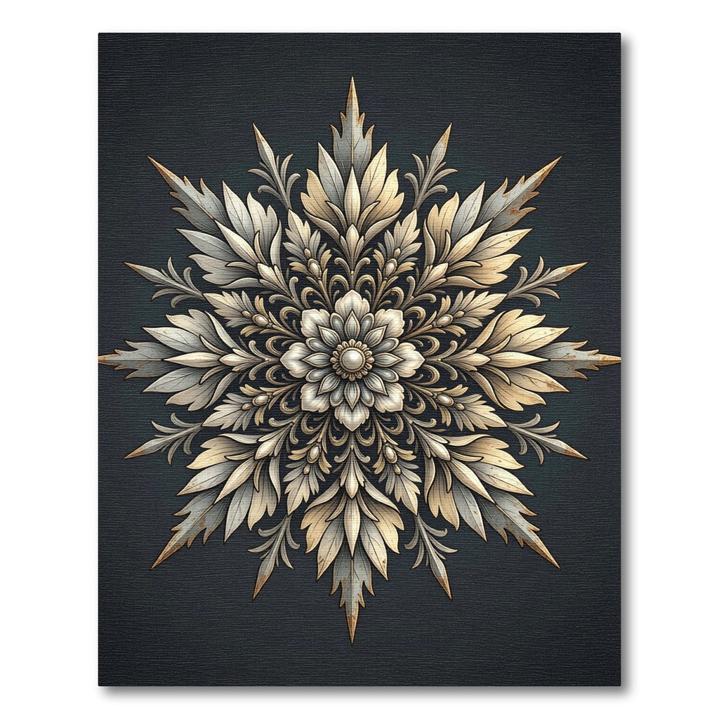 Elegant Gold Ivory Filigree Medallion Rug