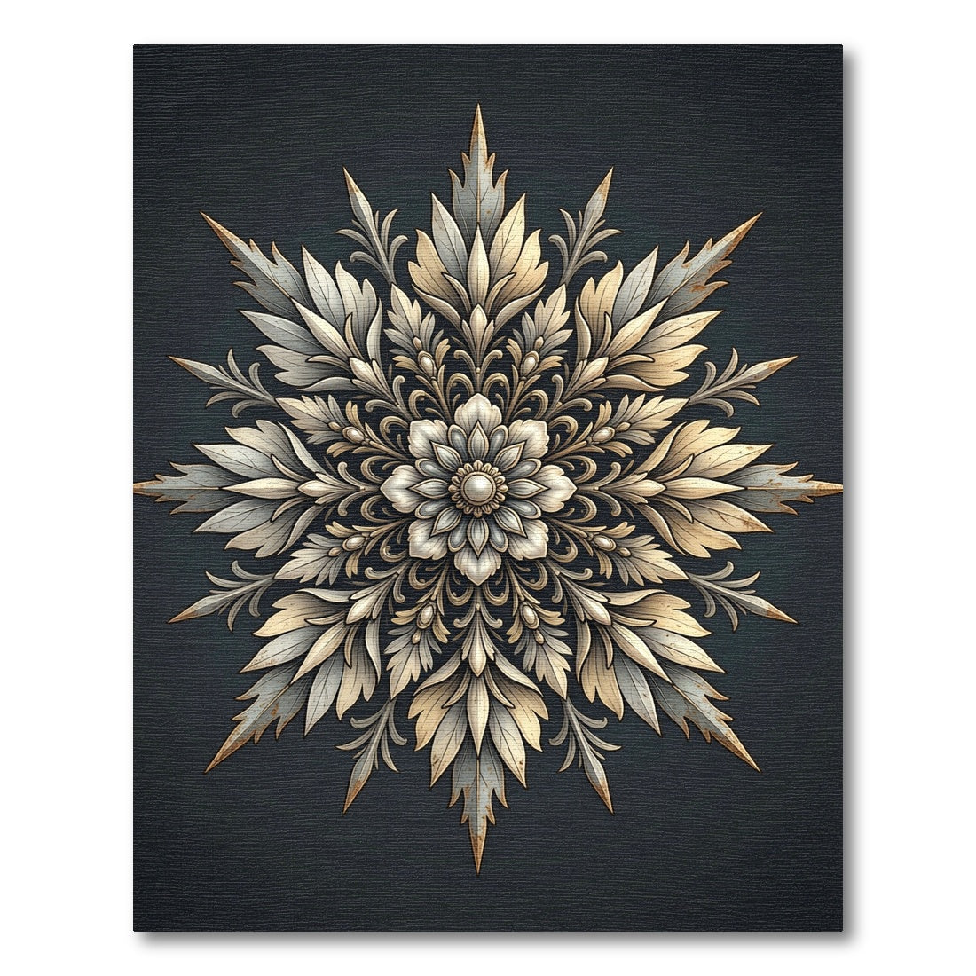 Elegant Gold Ivory Filigree Medallion Rug