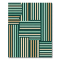 Deep Teal Beige Mint Striped Weave Rug