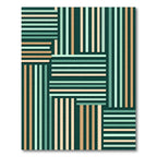 Deep Teal Beige Mint Striped Weave Rug