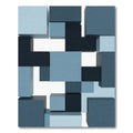 Modern Geometric Blue Abstract Block Rug