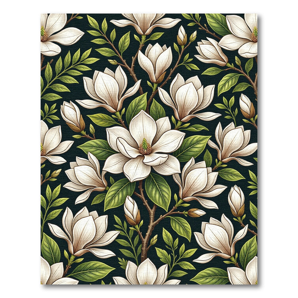 Elegant White Magnolia Branch Garden Rug