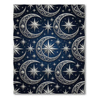 Celestial Silver Moon and Star Navy Rug