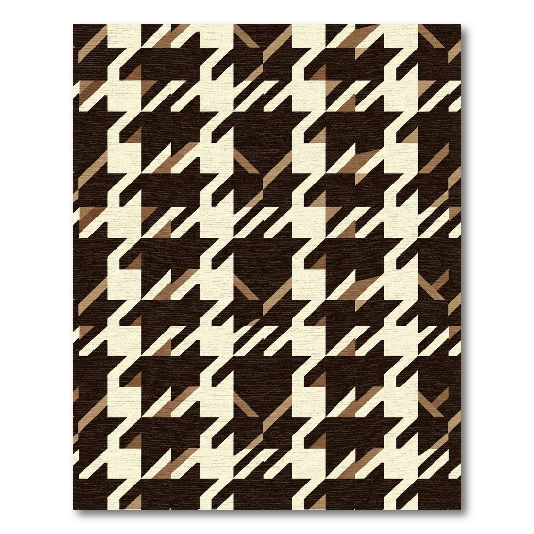 Rich Brown Houndstooth Checkered Rug