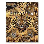 Golden Leopard Savannah Wildlife Scene Rug