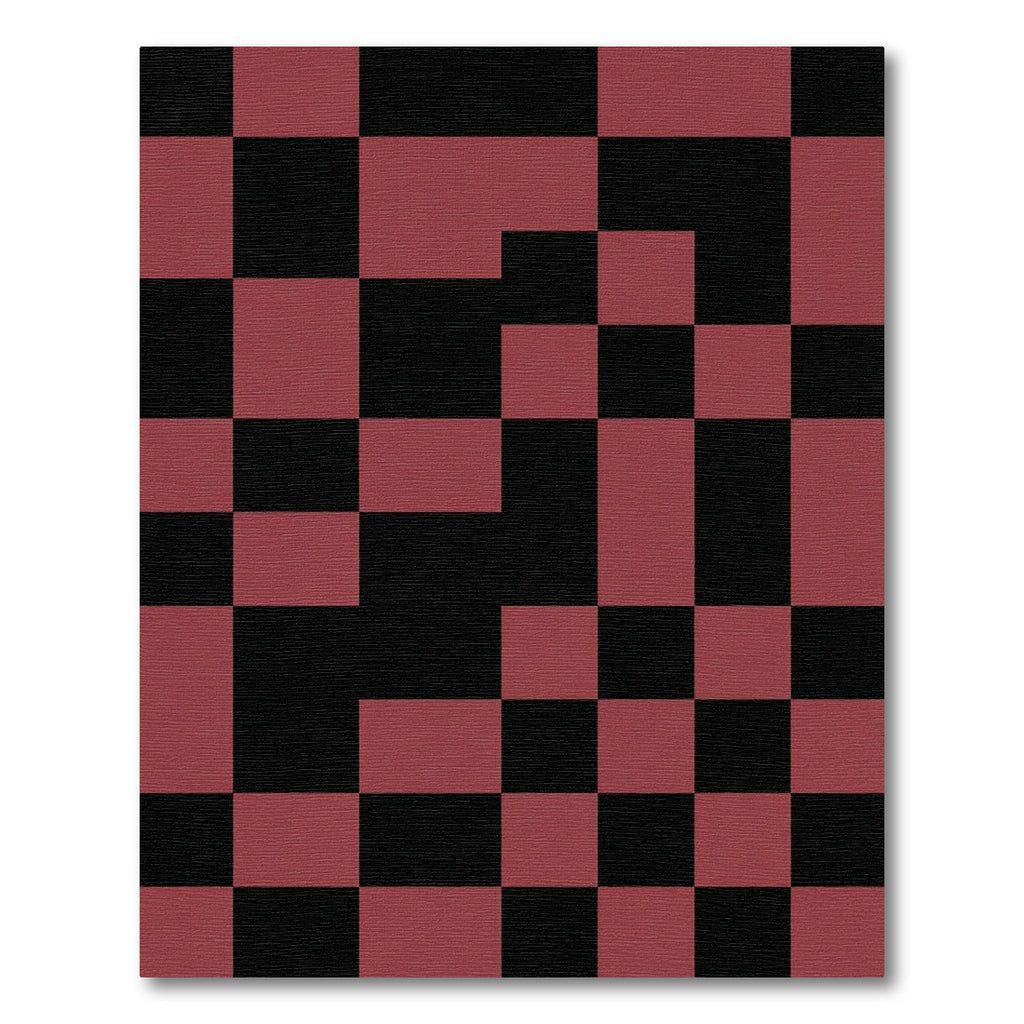 Crimson Black Checkerboard Grid Rug