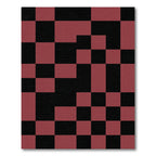 Crimson Black Checkerboard Grid Rug