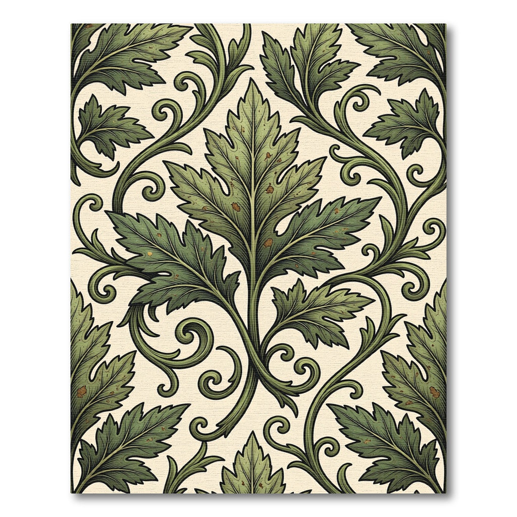 Sage Green Acanthus Scroll Leaf Rug