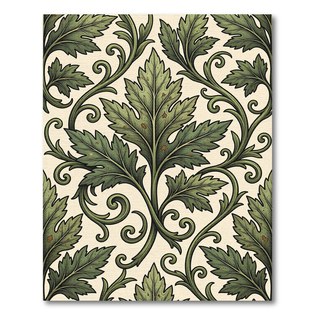 Sage Green Acanthus Scroll Leaf Rug