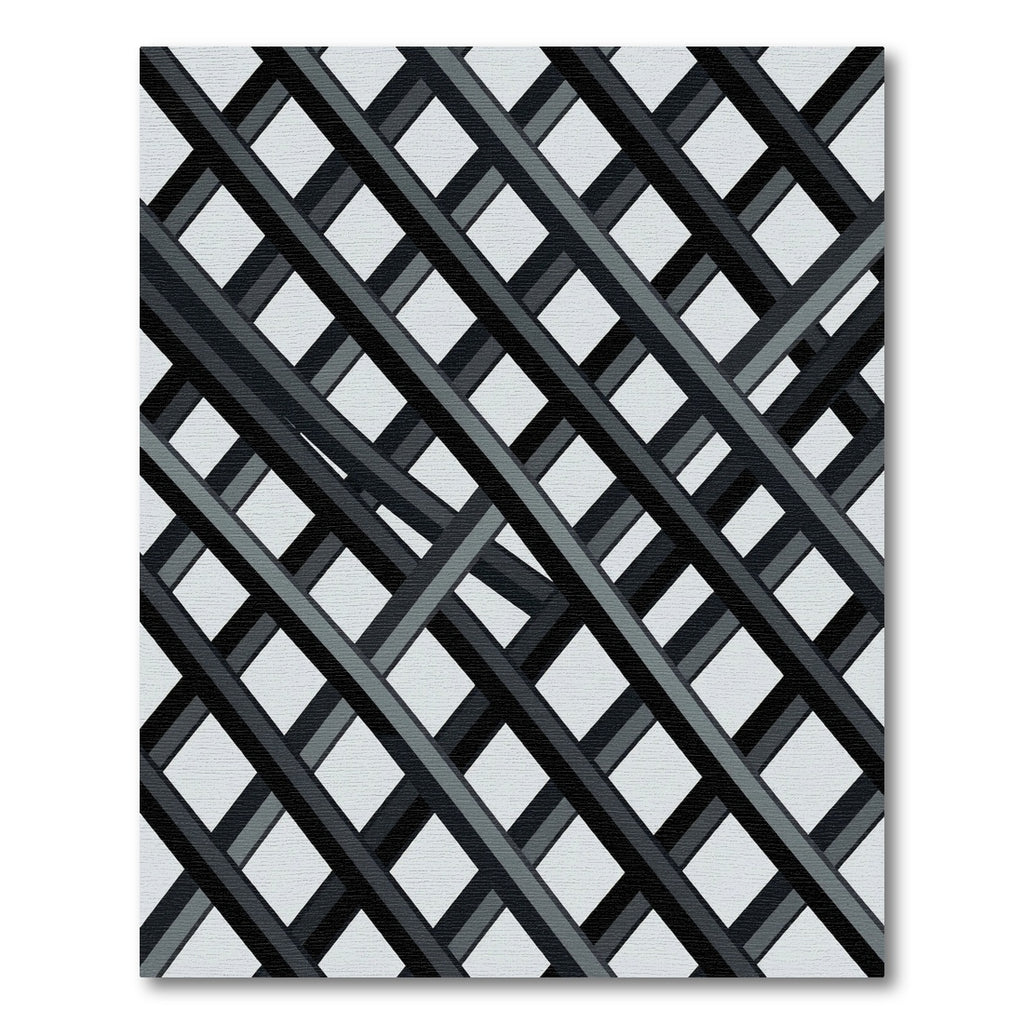 Monochrome Interlocking Diagonal Stripes Rug