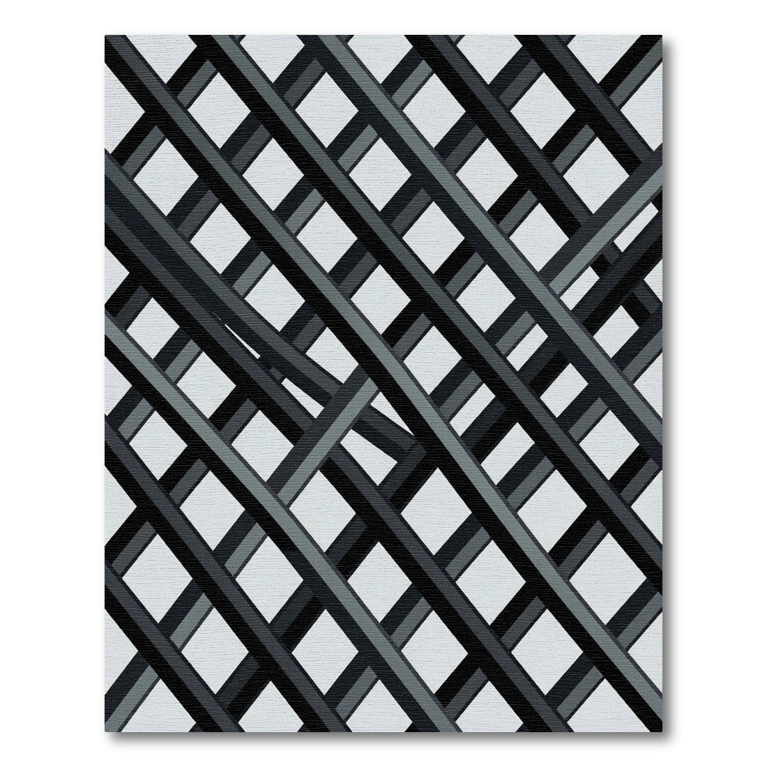 Monochrome Interlocking Diagonal Stripes Rug
