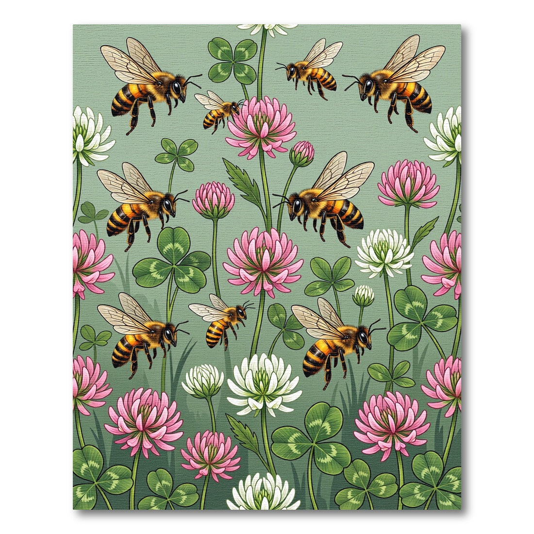 Buzzy Bee and Clover Meadow Garden Rug