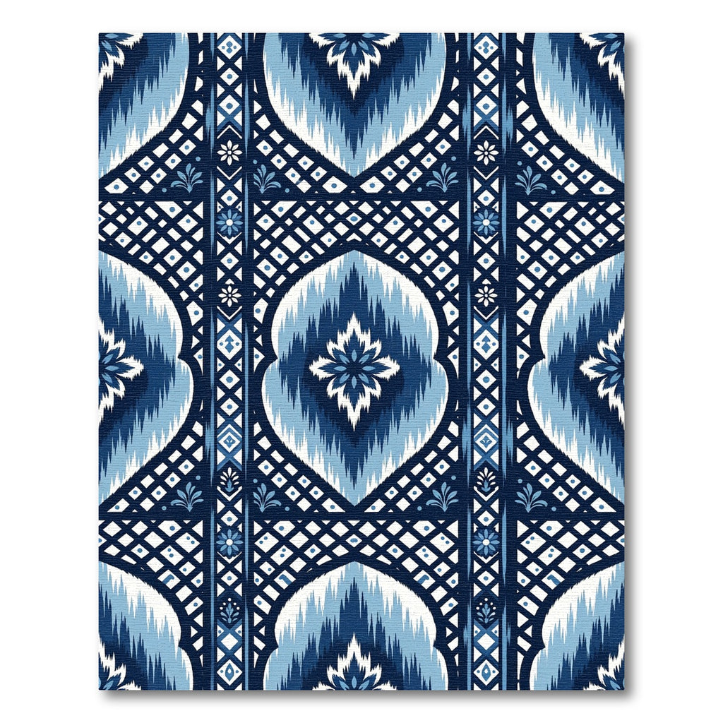 Coastal Blue Geometric Medallion Rug