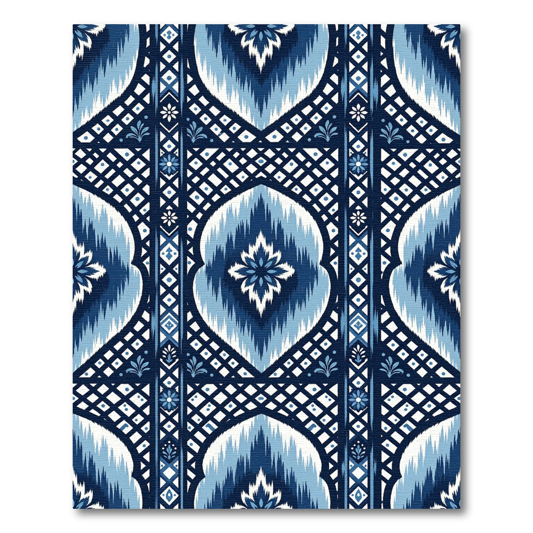 Coastal Blue Geometric Medallion Rug