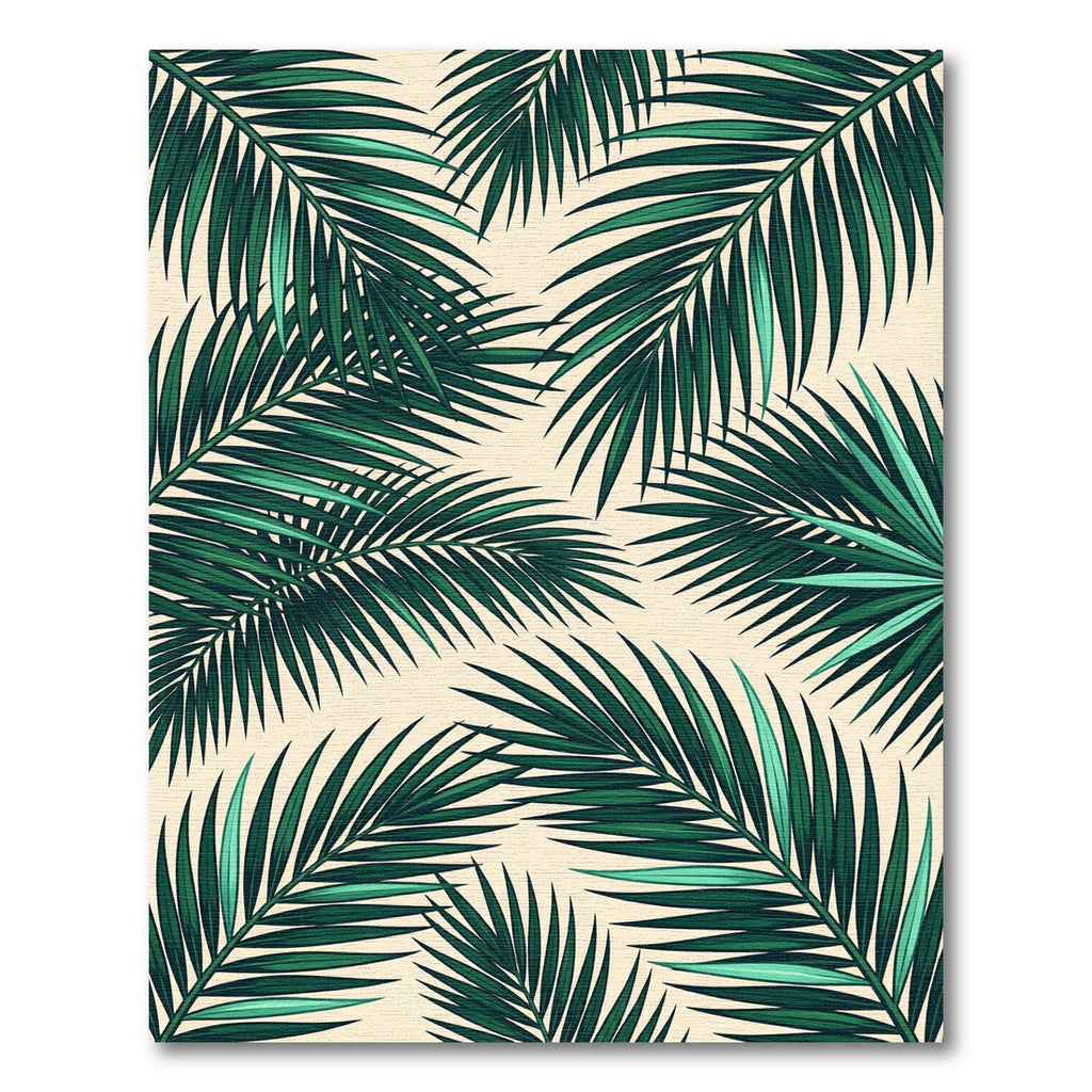 Lush Tropical Green Palm Foliage Rug