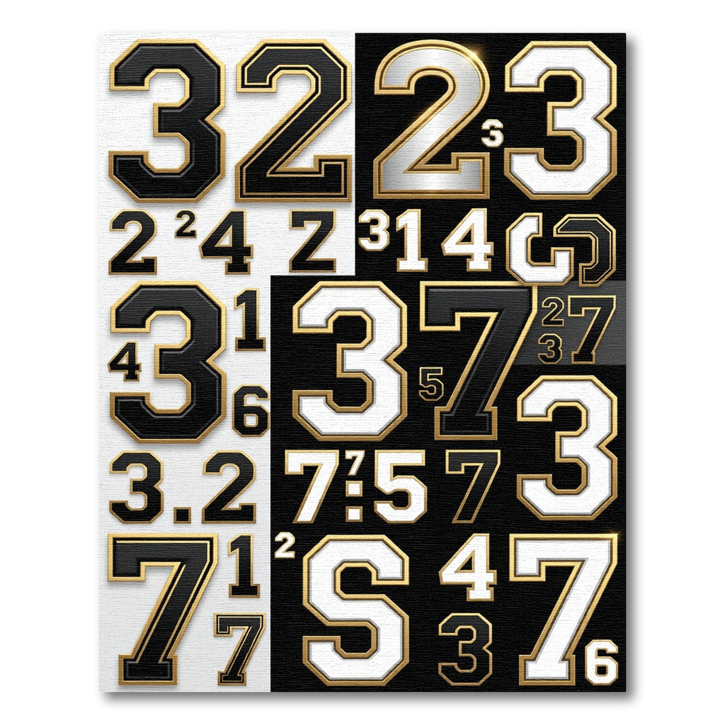 Gold and Black Varsity Number Collage Rug