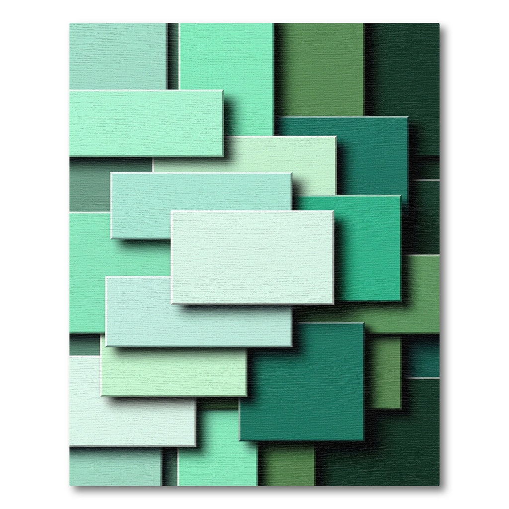 Modern Emerald Jade Geometric Block Rug
