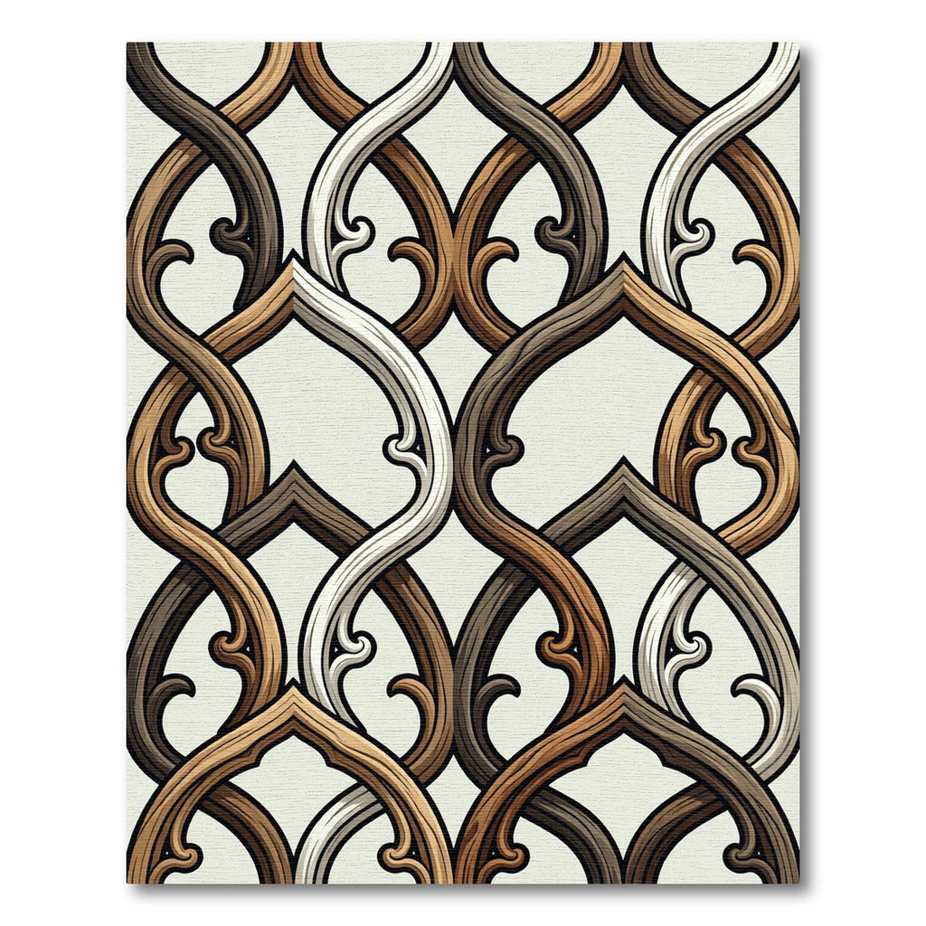 Elegant Brown Interlocking Lattice Rug