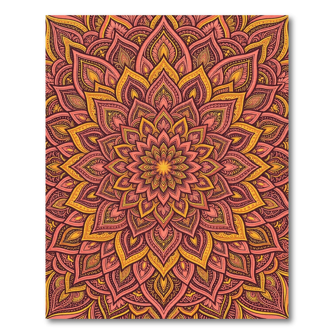 Radiant Saffron Coral Ornate Mandala Rug