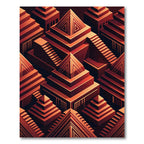 Terracotta Geometric Pyramid Steps Rug