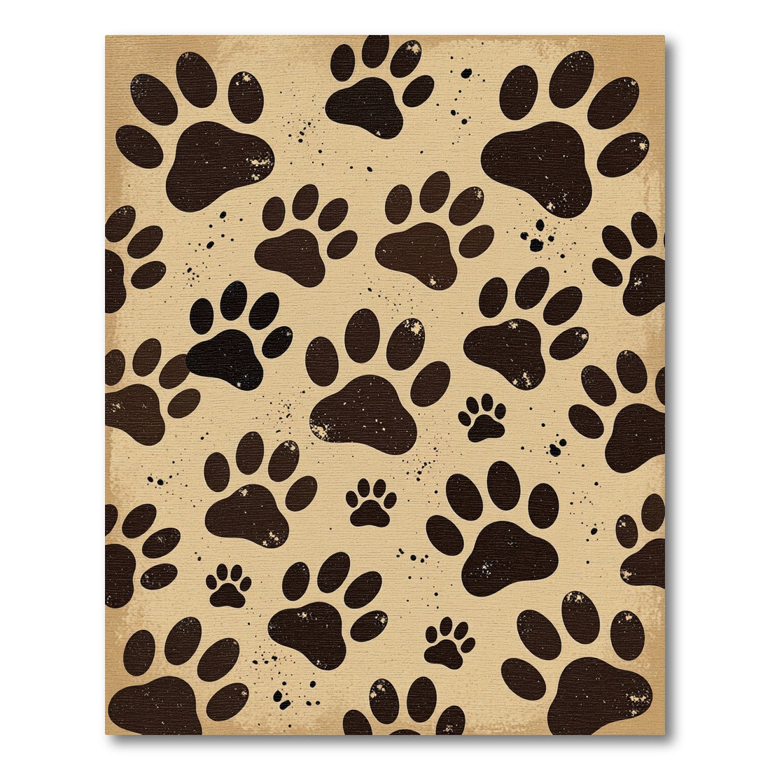 Rustic Taupe Paw Print Animal Track Rug