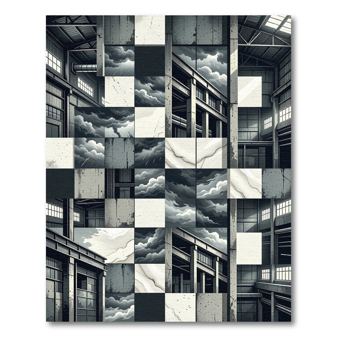 Industrial Monochromatic Cloud Scape Compositions Rug