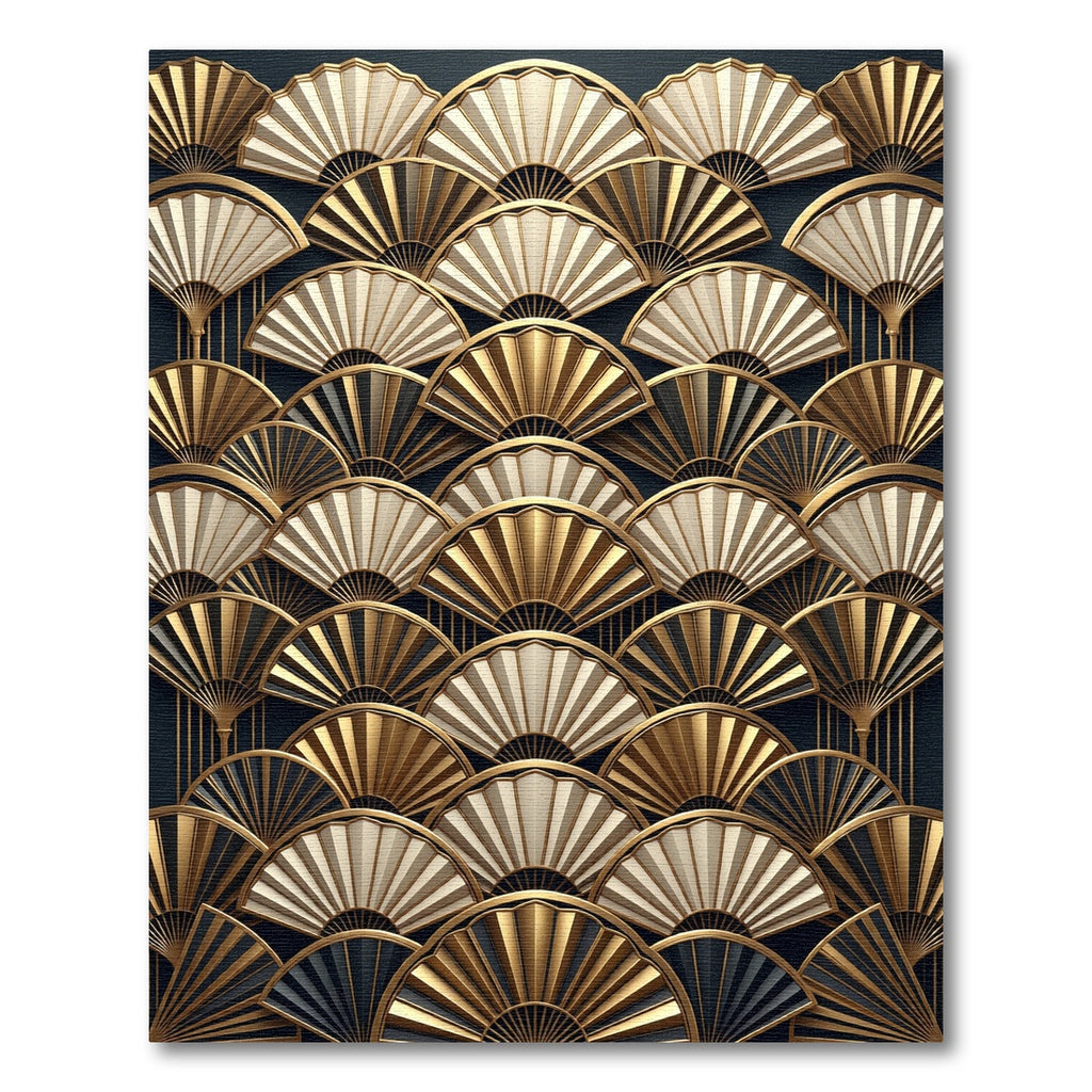 Glamorous Gold Fan Accordion Arrangement Rug