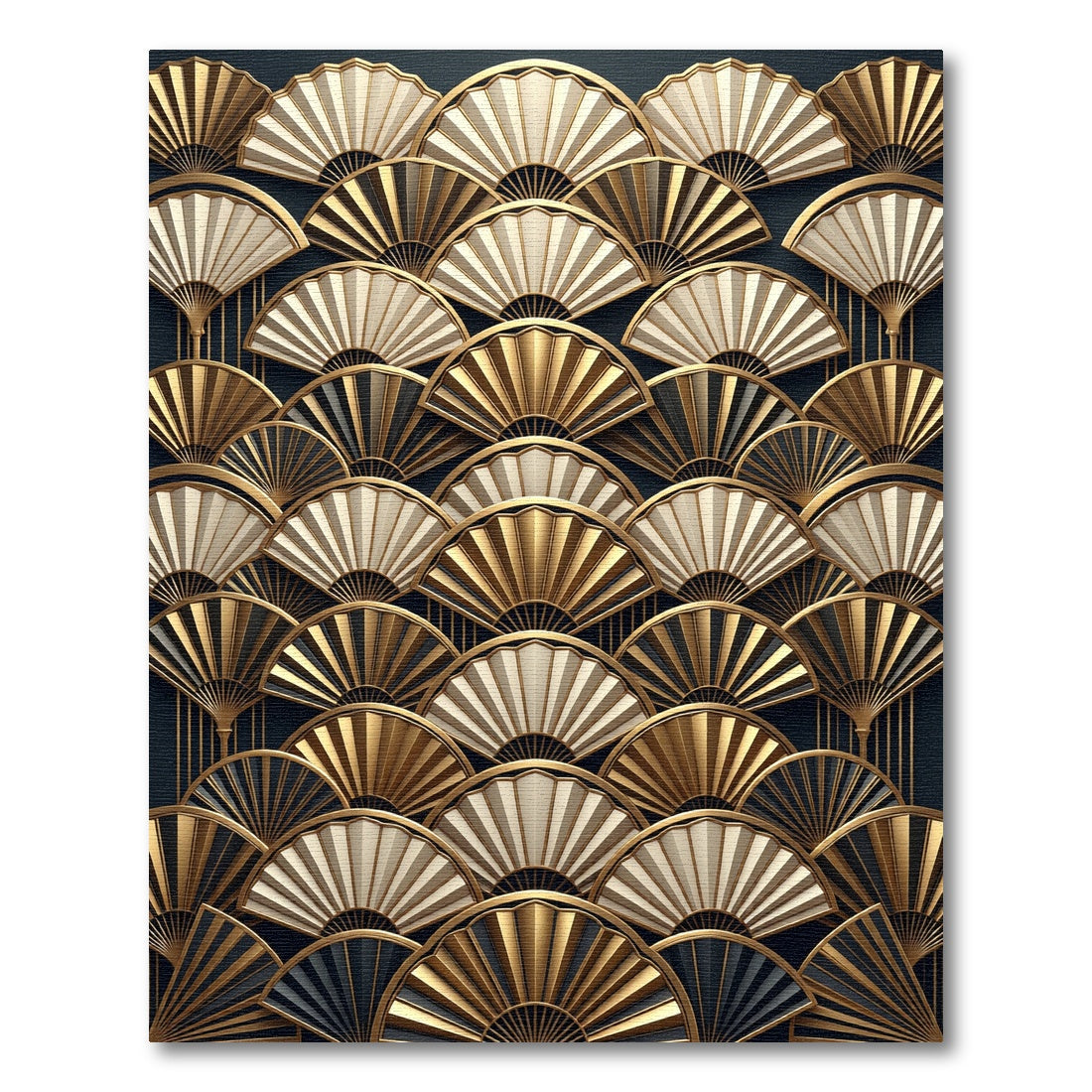 Glamorous Gold Fan Accordion Arrangement Rug