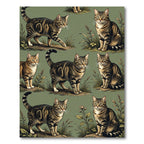 Brown Tabby Cats In Lush Greenery Rug