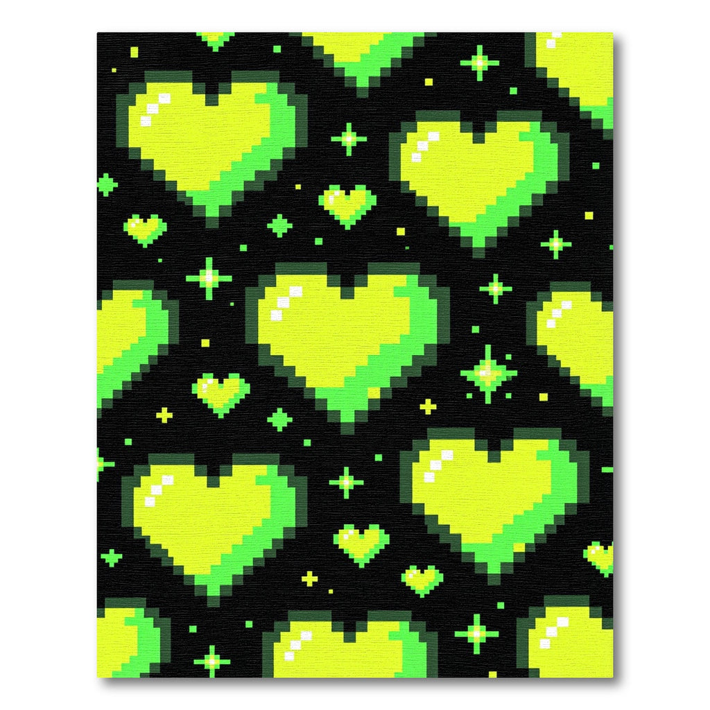 Neon Pixel Heart Glowing Glow Rug