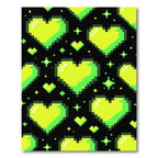 Neon Pixel Heart Glowing Glow Rug